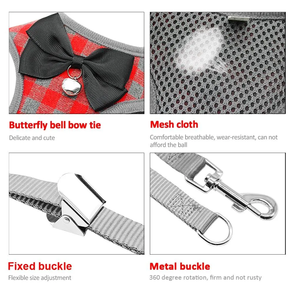 Adjustable Plaid Vest Leash For Cat Dog
