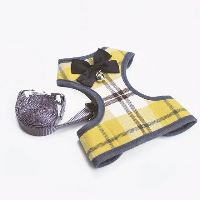Adjustable Plaid Vest Leash For Cat Dog