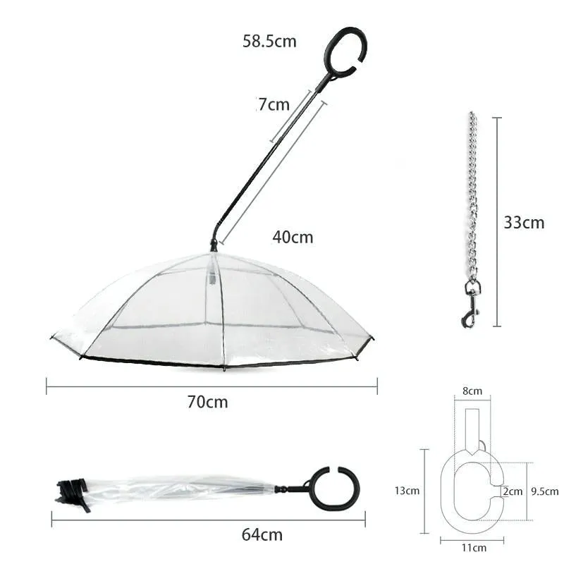 Adjustable Transparent Pet Umbrella For Rainy Walks