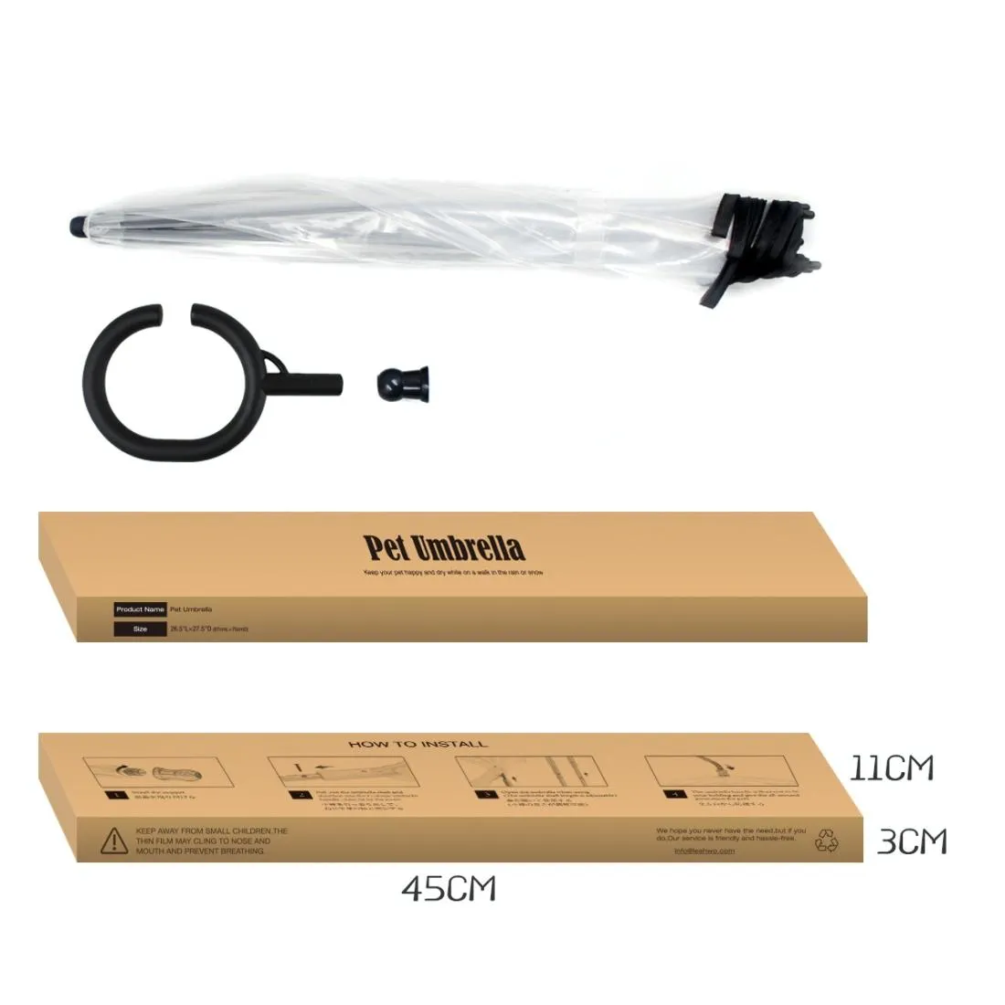 Adjustable Transparent Pet Umbrella For Rainy Walks