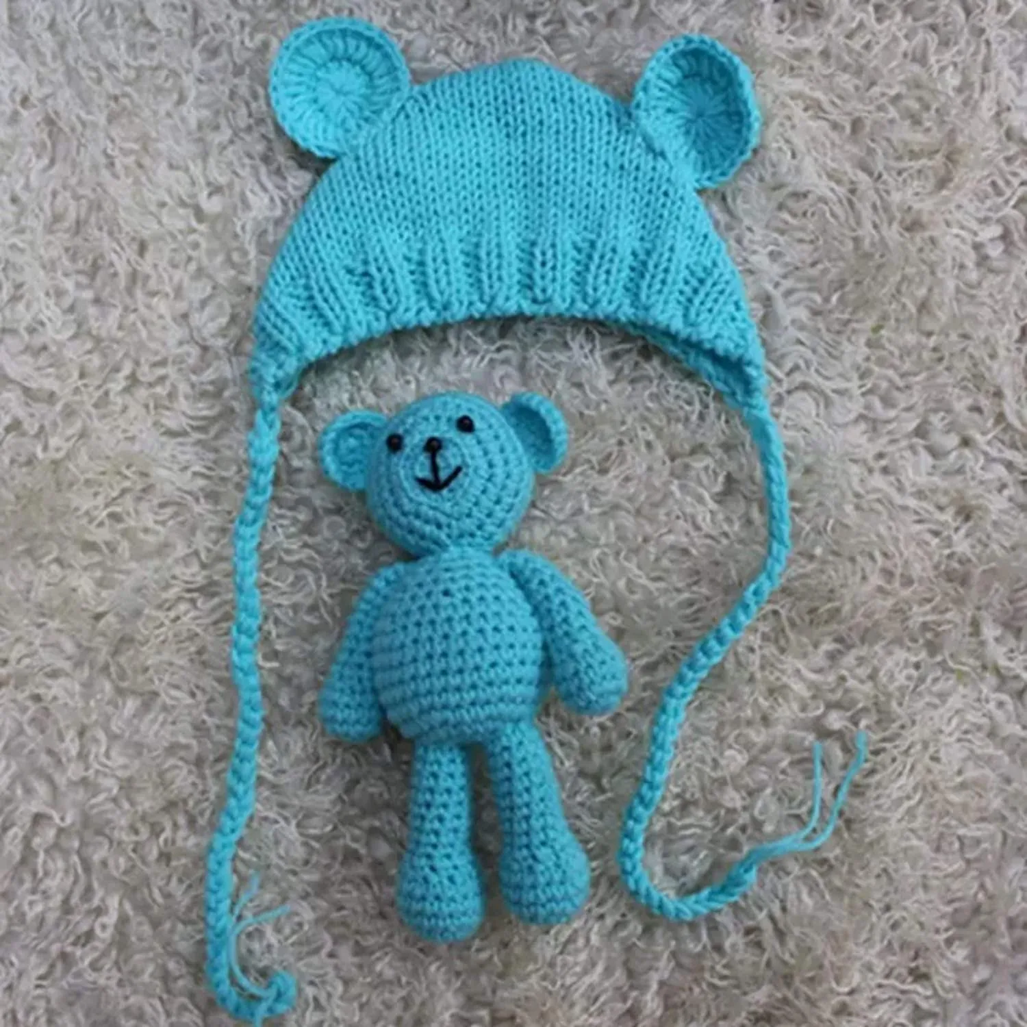 Babymoon Bear Teddy with Cap New Born Baby Photography Shoot Props Costumes