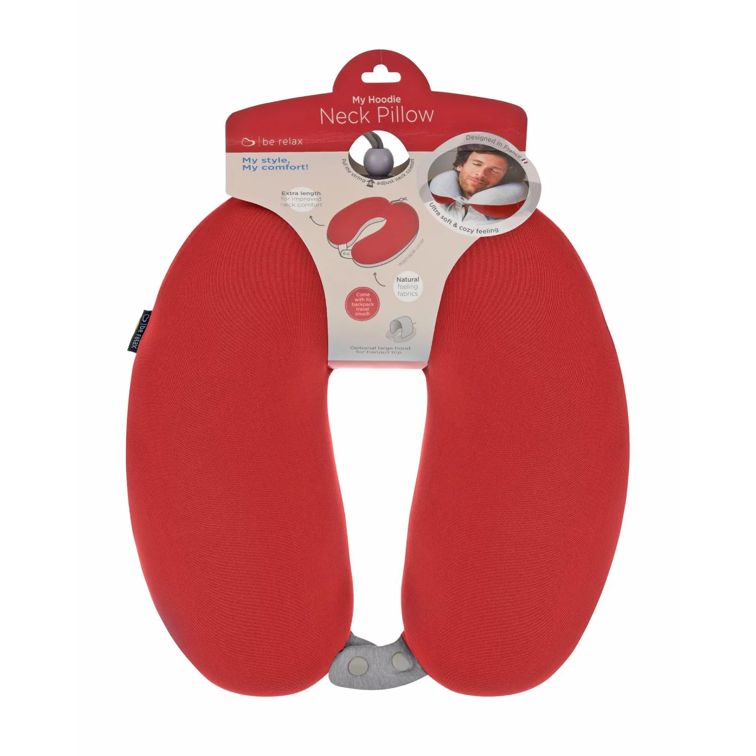Be Relax My Hoodie Neck Pillow - Red