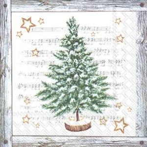 Disposable Christmas Paper Cocktail Napkins White Tree