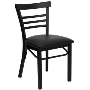 FLADG6Q6B1LAD Black Ladder Back Metal Restaurant Chair w/ Black Vinyl Seat