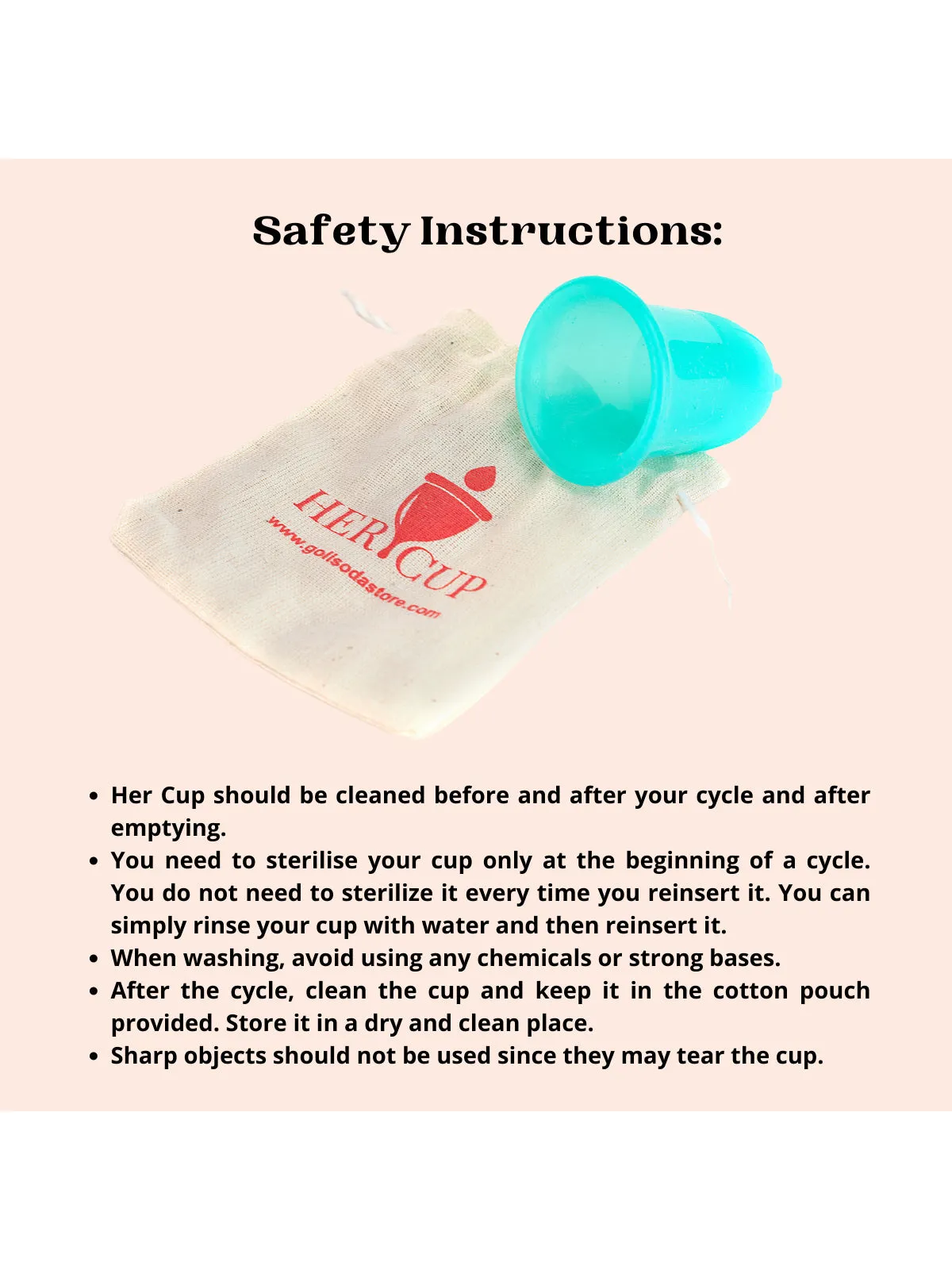 Goli Soda Her Cup Reusable Menstrual Cup for Women Teal