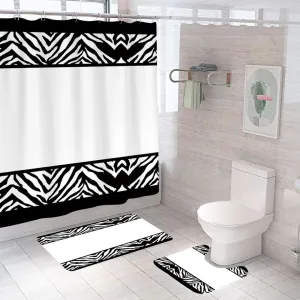 Homestic Shower Curtain & Bathmat Set | Non-Slip Bath mats for Bathroom | Easy-Slide Curtains | Polyester Curtain or Bathmat for Bath Décor | XTL265-3T | 3 Pcs Set | Multicolor