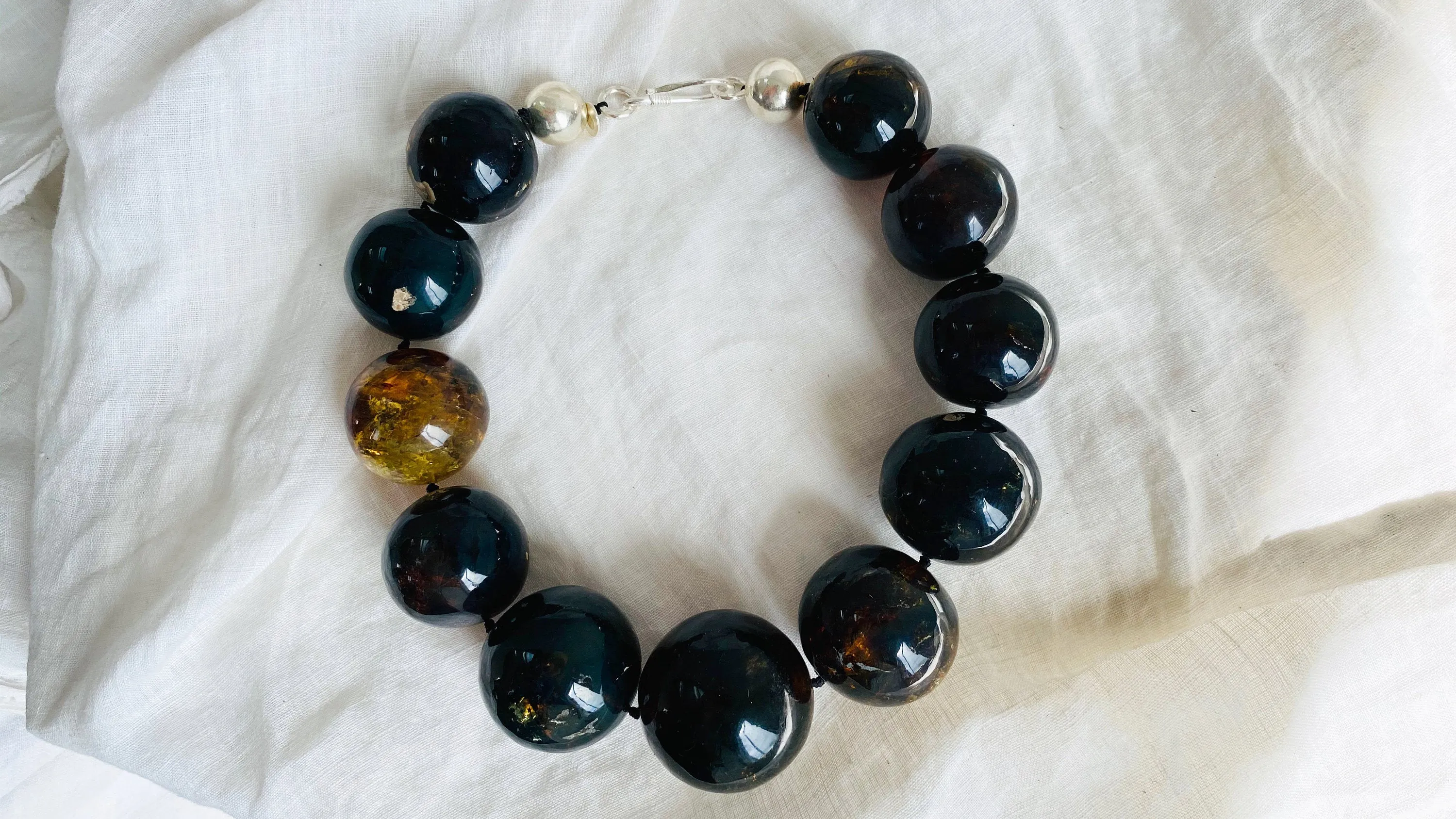 Huge Amber Necklace. Graduated Spheres. Dramatic and Gorgeous!