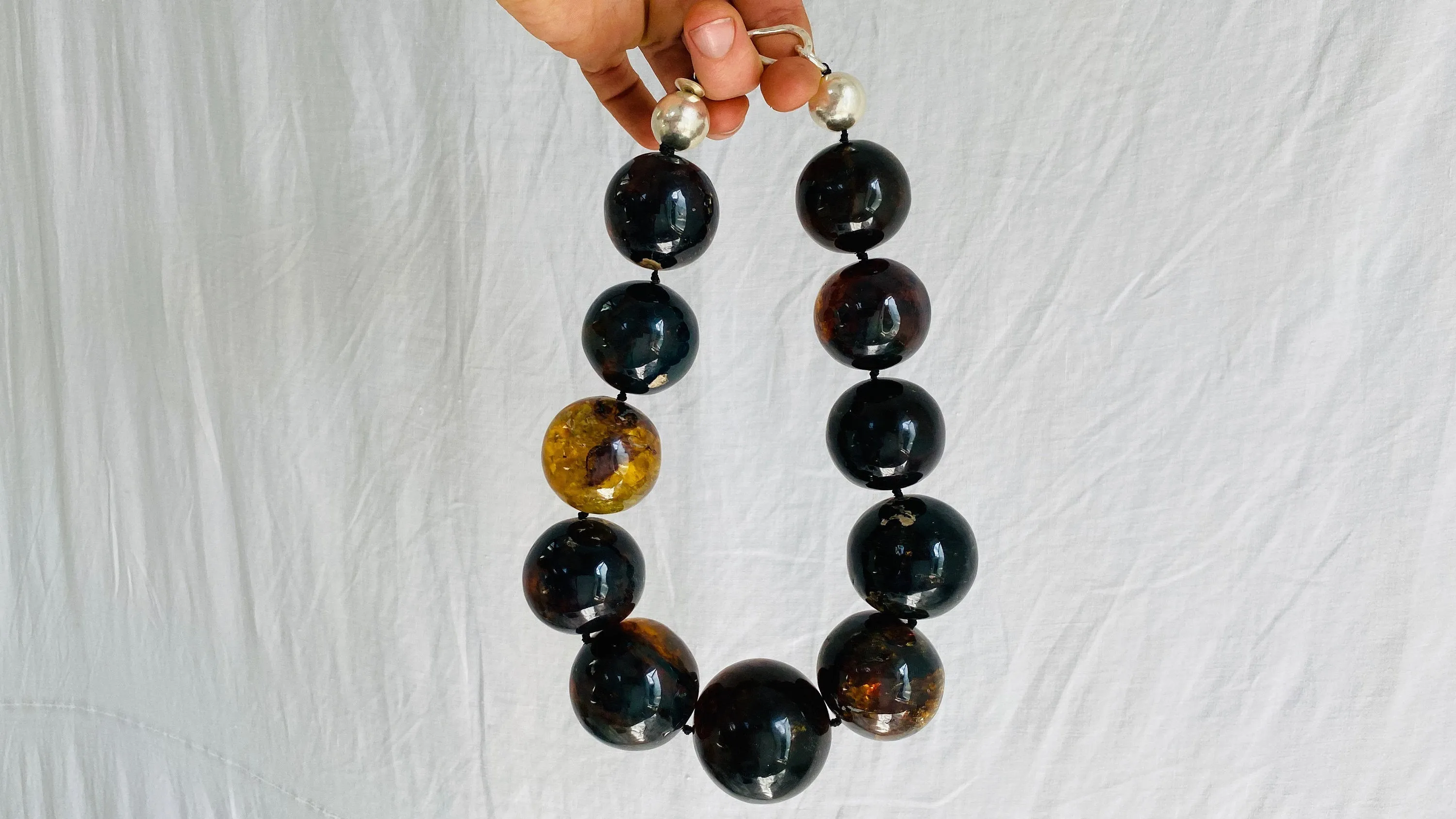 Huge Amber Necklace. Graduated Spheres. Dramatic and Gorgeous!
