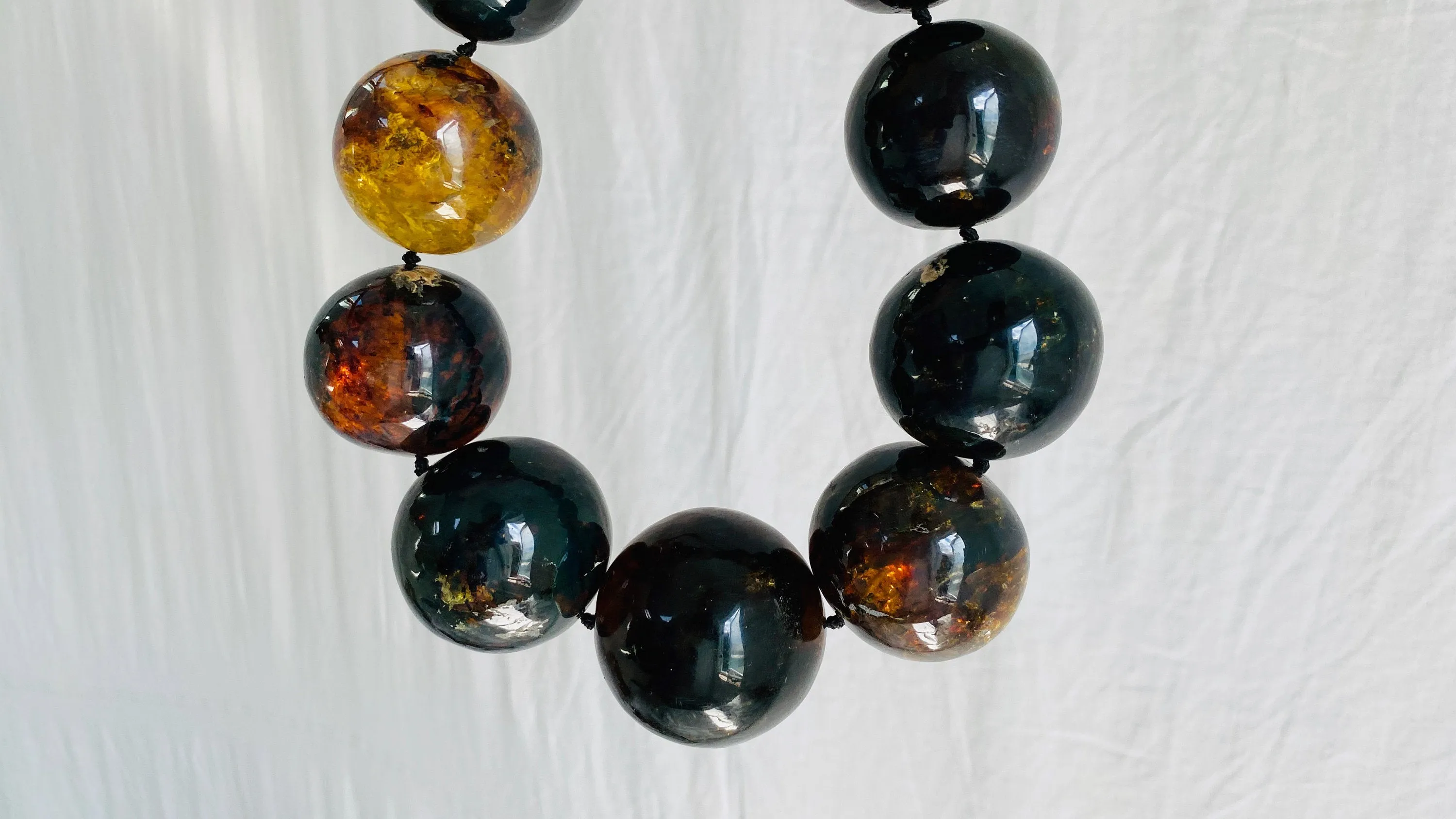 Huge Amber Necklace. Graduated Spheres. Dramatic and Gorgeous!