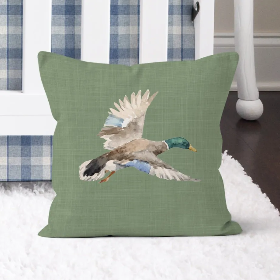 Mallard Duck Hunting Nursery Pillow