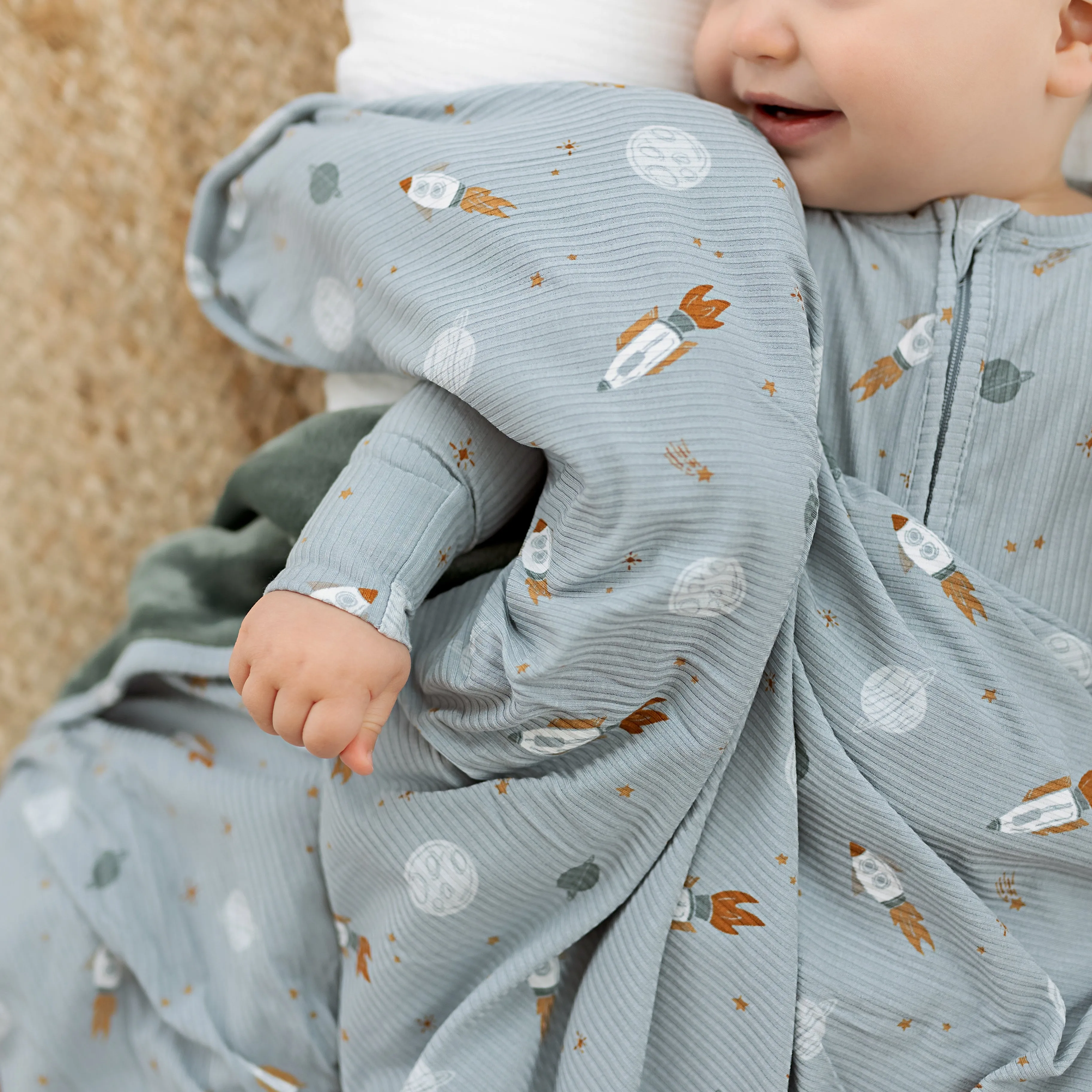 Space Explorers Small Ribbed Youth Blanket