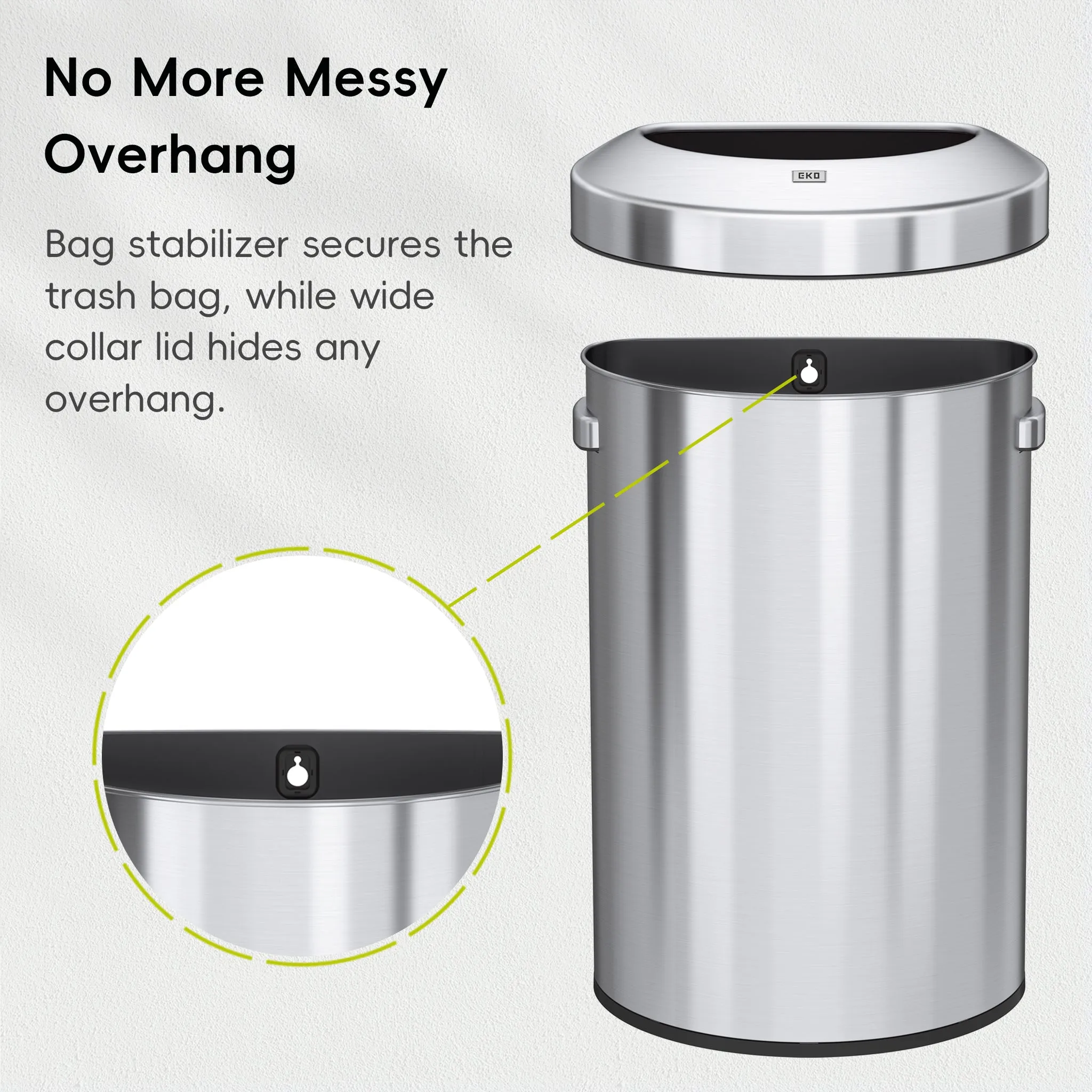 Urban 21 Gallon Semi-Round Open Top Waste Bin, 80L