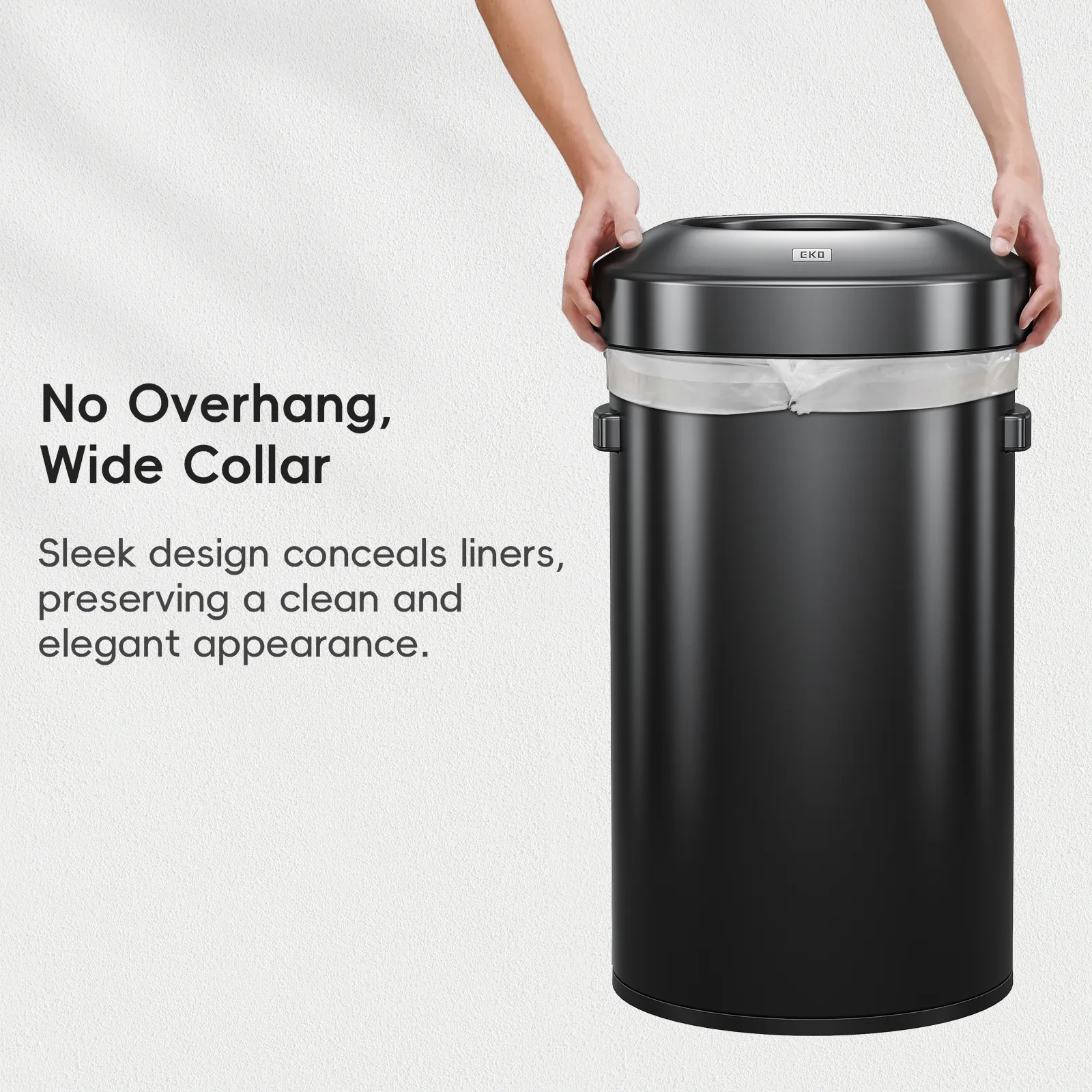 Urban Round Open Top Can Commercial Grade - 60L / 16 Gal- Black Stainless Steel