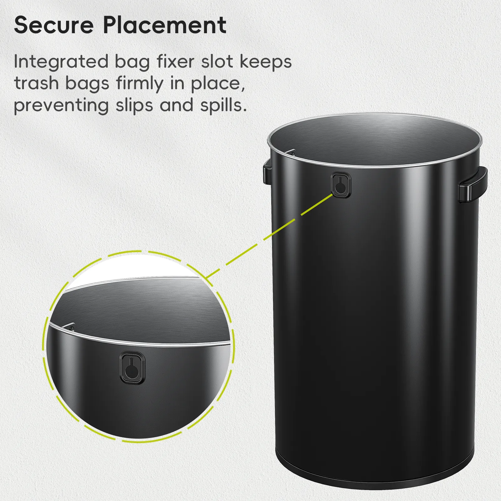 Urban Round Open Top Can Commercial Grade - 60L / 16 Gal- Black Stainless Steel